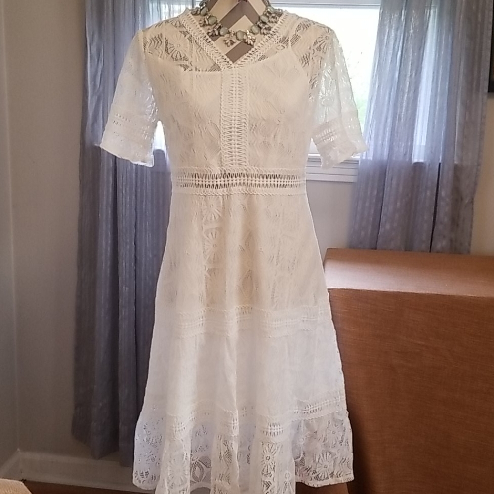 White lace dress xl with accessories